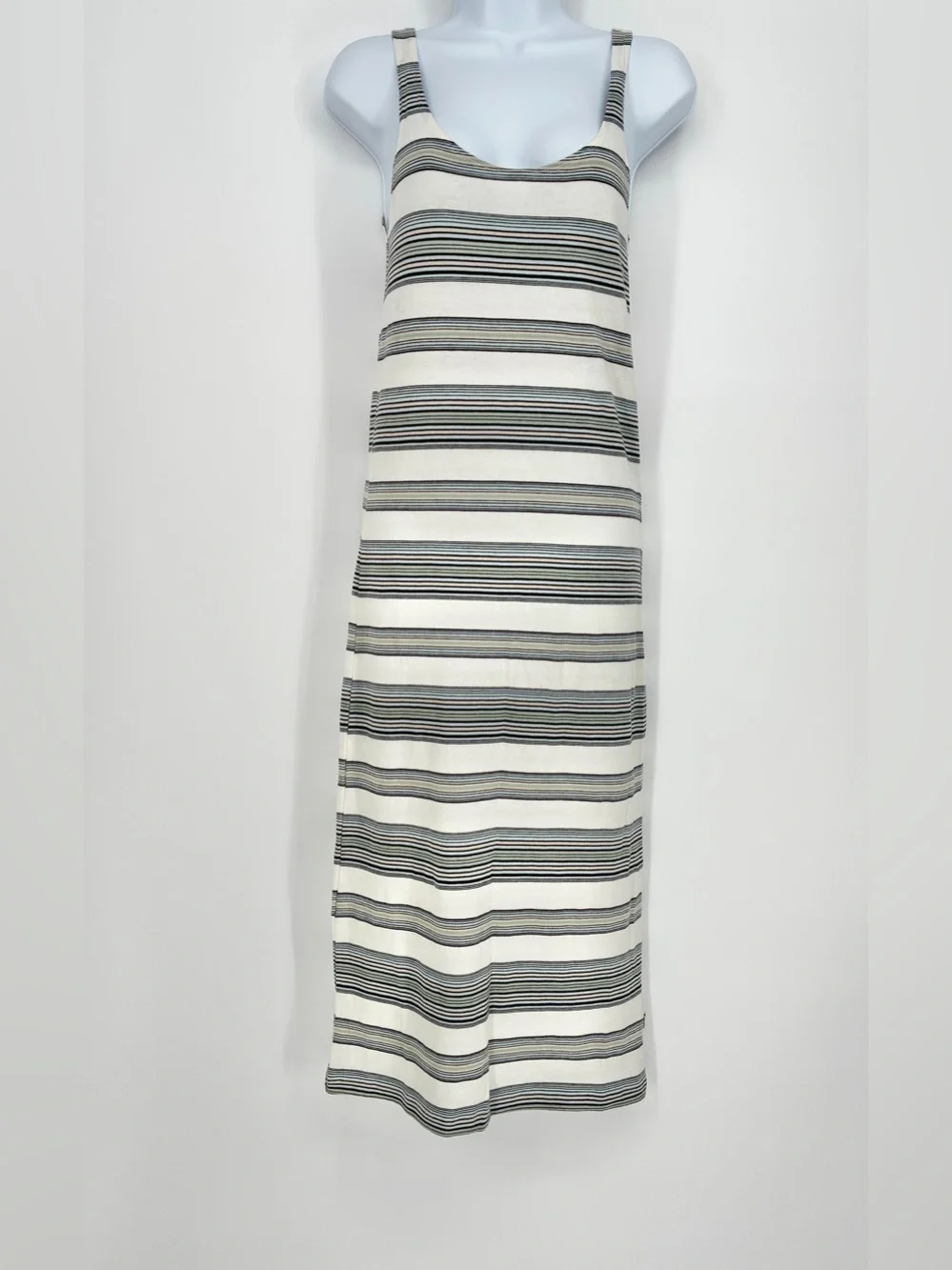 Hurley Striped Cotton Knit Scoop Neck Maxi Dress XS